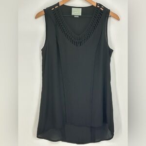 Maeve Anthropologie Sleeveless Black V-Neck Blouse- Size‎ X-Small